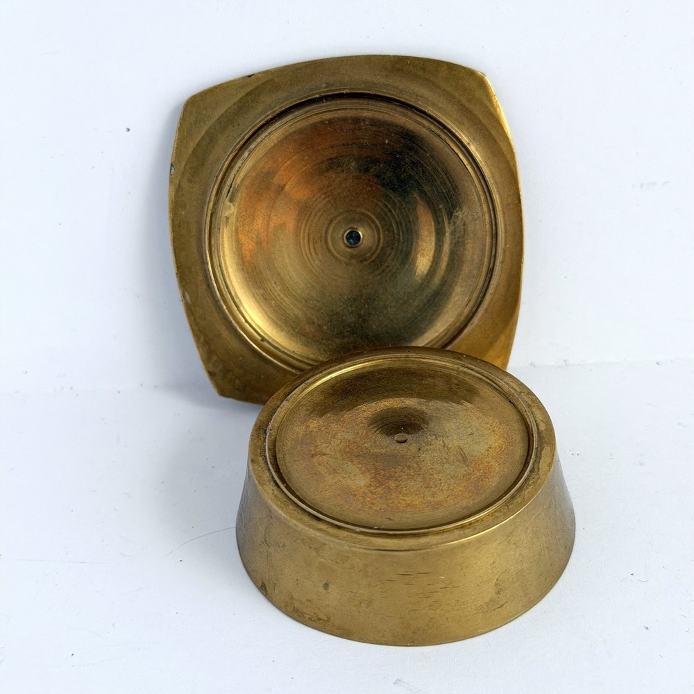 Mini Brass Trinket Box With Lid Painted Enamel Flowers Pillbox Knock Knack - Picture 3 of 7